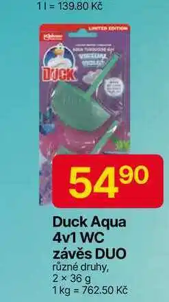 Hruška Duck Aqua 4v1 WC závěs DUO různé druhy, 2 x 36 g nabídka