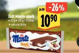 Albert Zott Monte snack nabídka