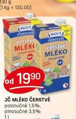 Flop JČ MLÉKO ČERSTVÉ polotučné 1,5%, plnotučné 3,5% 1l nabídka