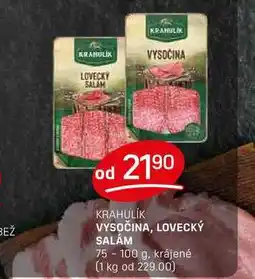 Flop VYSOČINA, LOVECKÝ SALÁM 75-100 g, krájené nabídka