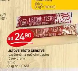 Flop LISTOVÉ TĚSTO ČERSTVÉ rozválené na pečícím papíru různé druhy 275 g nabídka