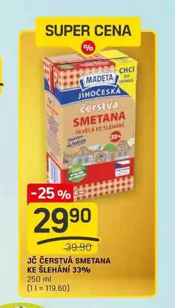 Flop JČ ČERSTVÁ SMETANA KE ŠLEHÁNÍ 33% 250 ml nabídka