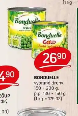 Flop BONDUELLE vybrané druhy 150 - 200 g. 150 g p.p. 130 -150g nabídka