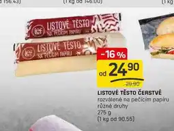 Flop LISTOVÉ TĚSTO ČERSTVÉ rozválené na pečícím papíru různé druhy 275 g nabídka