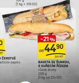 Flop BAGETA SE ŠUNKOU, S KUŘECÍM ŘÍZKEM různé druhy 200 g nabídka