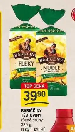Flop BABIČČINY TĚSTOVINY různé druhy 330 g nabídka