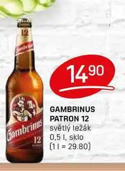 Flop GAMBRINUS PATRON 12 světlý ležák 0,5l nabídka
