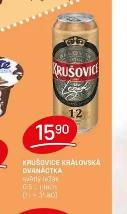 Flop KRUŠOVICE KRÁLOVSKÁ DVANÁCTKA světlý ležák 0,5l, plech nabídka