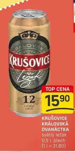 Flop KRUŠOVICE KRÁLOVSKÁ DVANÁCTKA světlý ležák 0,5l, plech nabídka
