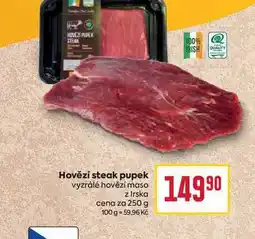 Billa Hovězí steak pupek vyzrálé hovězí maso z Irska cena za 250 g nabídka