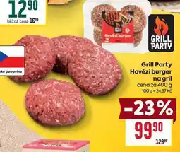 Billa Grill Party Hovězí burger na gril cena za 400 g nabídka