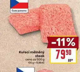 Billa Kuřecí mělněný steak cena za 500 g nabídka