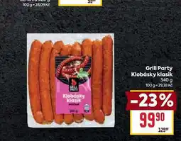 Billa Grill Party Klobásky klasik 340 g nabídka