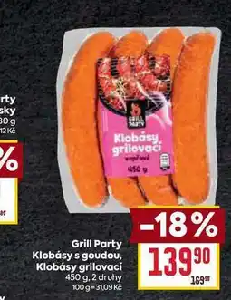Billa Grill Party Klobásy s goudou, Klobásy grilovací 450 g nabídka