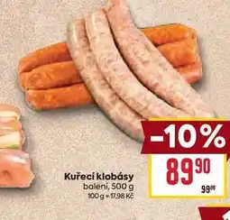 Billa Kuřecí klobásy balení, 500 g nabídka