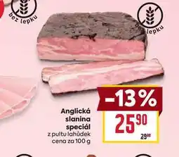 Billa Anglická slanina speciál z pultu lahůdek cena za 100 g nabídka