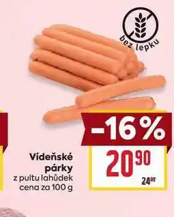 Billa Vídeňské párky z pultu lahůdek cena za 100 g nabídka