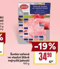 Billa Šunka vařená ve vlastní šťávě nejvyšší jakosti 100 g nabídka