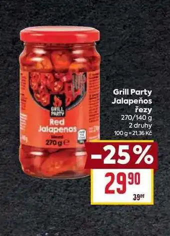 Billa Grill Party Jalapeños řezy 270/140 g nabídka
