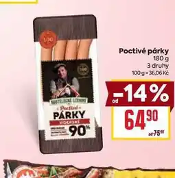 Billa Poctivé párky 180 g nabídka