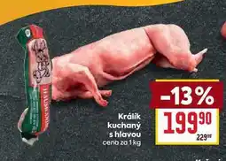 Billa Králik kuchaný s hlavou cena za 1 kg nabídka