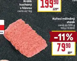 Billa Kuřecí mělněný steak cena za 500 g nabídka