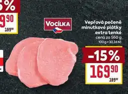 Billa Vepřová pečeně minutkové plátky extra tenké cena za 560 g nabídka