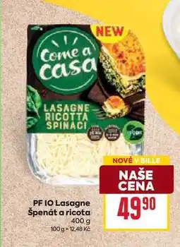Billa PF IO Lasagne Špenát a ricota 400 g nabídka