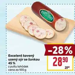 Billa Excelent tavený uzený sýr se šunkou 45% z pultu lahůdek cena za 100g nabídka