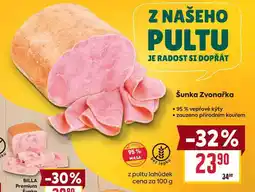 Billa Šunka Zvonařka 95 % vepřové kýty zauzeno přírodním kouřem 100g nabídka