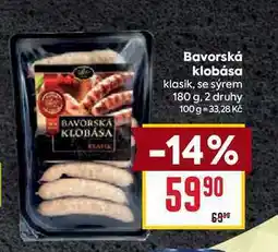 Billa Bavorská klobása klasik, se sýrem 180 g nabídka
