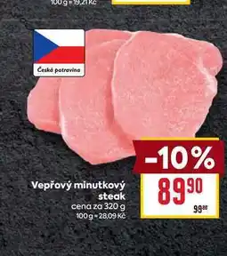 Billa Vepřový minutkový steak cena za 320 g nabídka