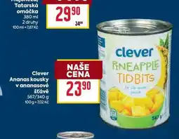 Billa Clever Ananas kousky v ananasové šťávě 567/340 g nabídka