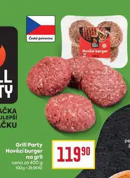 Billa Grill Party Hovězí burger na gril cena za 400 g nabídka