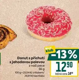Billa Donut s příchutí s jahodovou polevou z naší pece 56 g nabídka