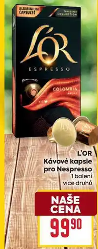 Billa L'OR Kávové kapsle pro Nespresso 1 balení nabídka