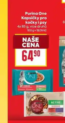 Billa Purina One Kapsičky pro kočky i psy 4x 85 g nabídka