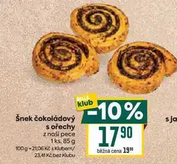 Billa Šnek čokoládový s ořechy z naší pece 1 ks, 85 g nabídka