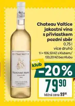 Billa Chateau Valtice jakostní vína s přívlastkem pozdní sběr 0,75l nabídka