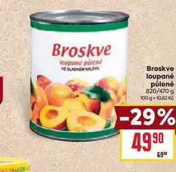 Billa Broskve loupané půlené 820/470 g nabídka