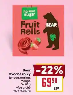Billa Bear Ovocné rolky jahoda, malina, mango 5x 20 g nabídka