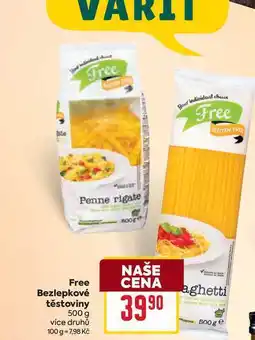 Billa Free Bezlepkové těstoviny 500 g nabídka