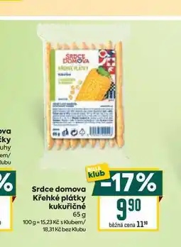 Billa Srdce domova Křehké plátky kukuřičné 65 g nabídka