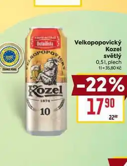 Billa Velkopopovický Kozel světlý 0,51, plech nabídka