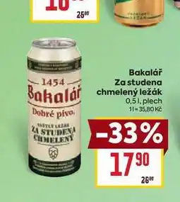 Billa Bakalář Za studena chmelený ležák 0,5l, plech nabídka