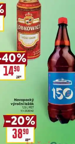 Billa Novopacký výroční ležák 1,51, PET nabídka