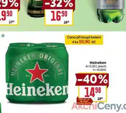Billa Heineken 4× 0,33 I, plech nabídka