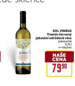 Billa SOL VINEUS Tramín červený jakostní odrůdové víno polosuché 0,75l nabídka