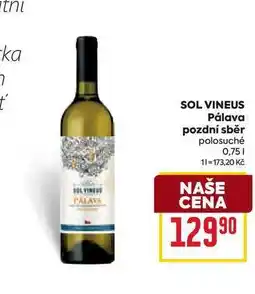 Billa SOL VINEUS Pálava pozdní sběr polosuché 0,75l nabídka