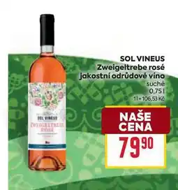 Billa SOL VINEUS Zweigeltrebe rosé jakostní odrůdové víno suché 0,75l nabídka